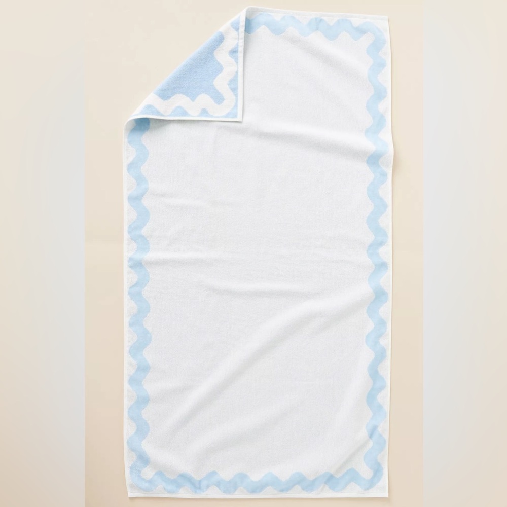 MAEVE BY ANTHROPOLOGIE SCALLOPED COTTON Bath TOWEL 4544H044AA Blue Bath Sheet